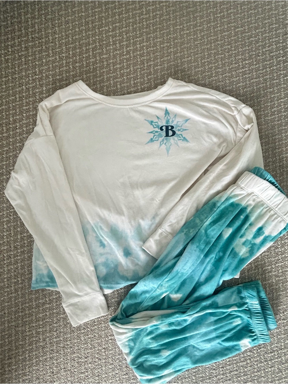 Justice White & Teal Tie-Dye Lounge Pajama Set